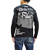 [粋狂] 長袖Tシャツ SYLT-187 戦闘機 零戦 ゼロ戦 エフ商会 メンズ 和柄 ロンtee (ブラック, 2XL)