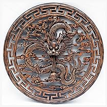 龍　木彫　お面　壁掛け　オブジェ　置物　インテリア　工芸品　美術品　A1369 龍木彫お面壁掛けオブジェ置物インテリア工芸品美術品A1369