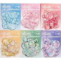 Amazon.co.jp: 60枚 シール コラージュ 素材、BetterJonny 水彩絵の泡