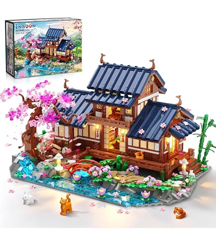 3320pcs Cherry Blossom Tree House, Sakura Utopia Garden Blocks Set