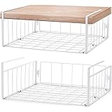 SimpleTrending Under Cabinet Organizer Shelf, 2 Pack Wire Rack Hanging Storage Baskets for Kitchen Pantry, White
