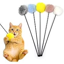 Amazon | 天然ウサギ毛 猫おもちゃ 5色セット｜全長43cm×ウサギ毛