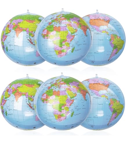 Globo Terráqueo Inflable Gigante De 50 Cm - Mapa Político Colorido, Ideal Para Educación Y Juego En Exterior
