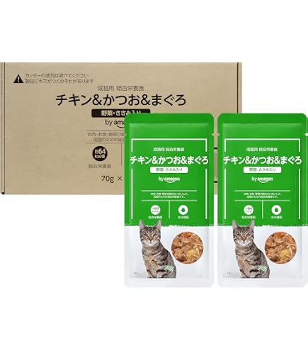Amazon キャットフード ウェット パウチ 成猫用 かつお&まぐろしらす入り Amazon.co.jp: by Amazon キャットフード ウェット パウチ 成猫用 一般