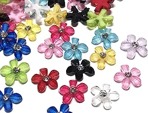 Amazon 100個 デコパーツ フラワー 10 キラキラ ラインストーン ネイル 花 Mix And A ネイルアートパーツ 通販