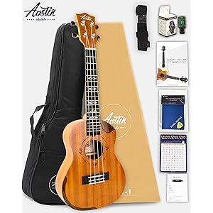 タイムセール【初心者8点セット!】Aostinオースティン・UMI-1C Pro・コンサートウクレレ・カッタウェイ仕様/コンター加工・マホガニー材【安心の3年保証】【付属品8点セット:国内保証書・チューナー・厳選11曲の教則本・コードチャート・ピック・ストラップ・ポリシングクロース・ソフトケース】UMI-1C Pro