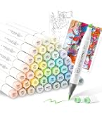 Amazon | Ohuhu マーカーペン 筆タイプ 48薄色 プロ愛用 パステル
