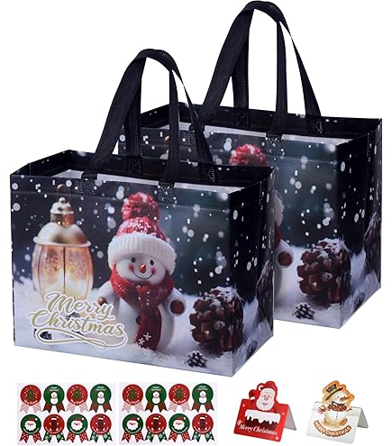 Amazon | クリスマス ラッピング 袋 手提げ 4枚セット 不織布 手提げ袋