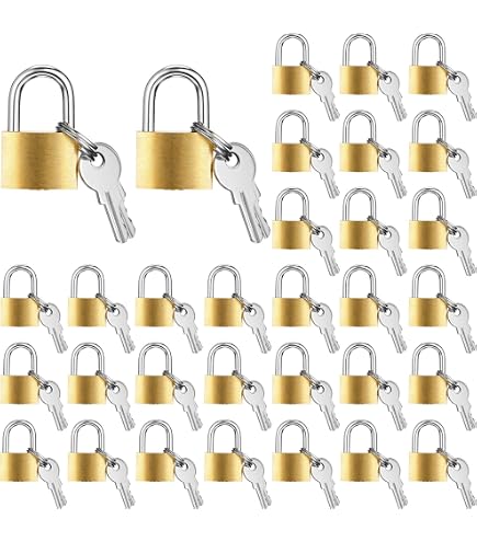 24-Pack Solid Brass Padlocks Keyed Alike - Small Gym Locks Same Key For Lockers & Luggage