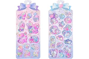 REYLNXR 水入りシール ぷっくり ウォーターシール 3D 立体 2 枚入り 精巧な柄 手帳用装飾 DIY クリエイティブ ファッション 個性的 かわいい ギフト（セット 3）