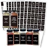 276 PCS Black Spice Jar Labels, Waterproof Preprinted Pantry Stickers | Preprinted Spice Labels with Waterproof Finish, Minim