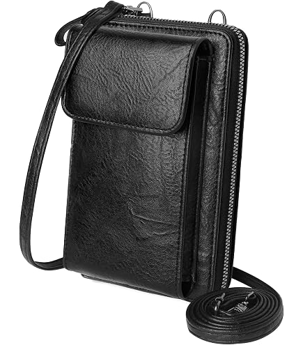 Vulkitty Crossbody Phone Purse For Women - PU Leather, Dual Compartments, Gold Chain Strap, Black
