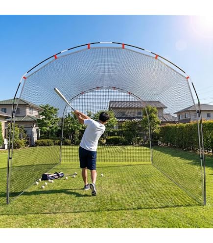 Amazon | Higoal バッティングゲージ 野球ネット 6.7m×3.5m×3m 軟式