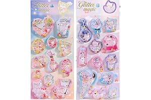 KRGNPLE ウォーターシール ぷっくりシール ぷくぷくシール 3D 立体 2 枚入り 精巧な柄 手帳用装飾 DIY クリエイティブ ファッション 個性的 かわいい ギフト（No.5＆No.6）