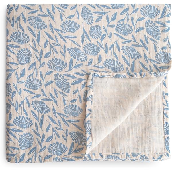 SwaddleDesigns Marquisette Muslin Swaddle Blanket - 46x46 Inch, Elephant & Chickies Print