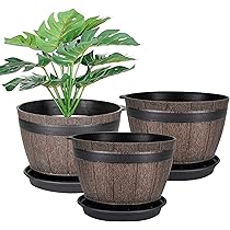 鉢・プランター ROOST Amazon | VECELO 植木鉢 鉢 幅19cm×高さ14cm 鉢植え 3点セット