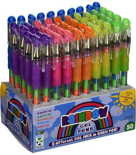 Raymond Geddes Swirl Gel Pen – 50 Stück, 5 Farben (Violett, Blau, Orange, Pink, Grün), Patentierte Tinte