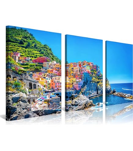 Amazon.co.jp: UTOP-art イタリア都市景観抽象壁アート作品:地中海都市