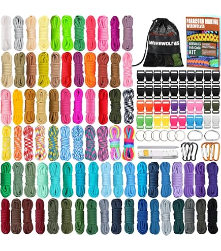 GeGeDa 100FT Paracord - 7-Strand Nylon, 550lb Strength, 4mm Diameter, Light Rainbow Color For Survival & Crafts