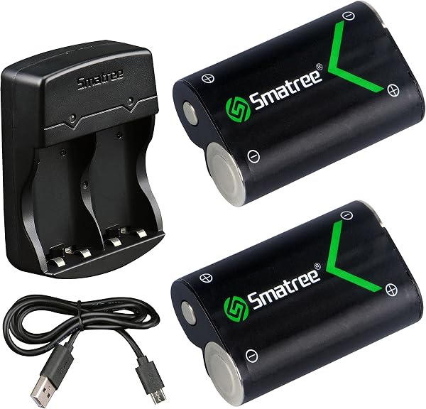Smatree Xbox Series X/S充電バッテリー (2個セット) 急速充電器付き シリーズx/Xbox One /Elite/ X/ Sにも対応 2000mAh大容量バッテリー 2個同時充電可能 xbox コントローラー バッテリー - 1