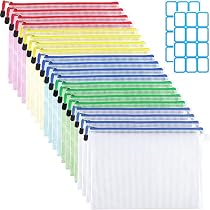 Amazon | SANNIX 20個 ジッパー式ファイル袋 A4 メッシュケース 5色