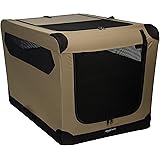 Amazon Basics 2-Door Collapsible Soft-Sided Folding Travel Crate Dog Kennel, Large, 60 x 60 x 91 cm, Tan