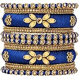 Aheli Royal Design Silk Thread Bangle Set Saree Matching Bracelet Chuda Indian Traditional Fashion Jewellery for Women