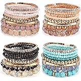 MILACOLATO 2-4 Sets Beaded Bracelets for Women Stackable Bracelets Aesthetic Stretch Multilayered Bracelets Set Bohemian Brac