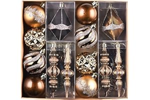 Valery Madelyn 北欧風 クリスマス ボール オーナメント ゴールド・コッパー 豪華 40個 セット ボールクリスマス ツリー 飾り 飾り付け おしゃれ ゴージャス レッド ゴールド 金銅色