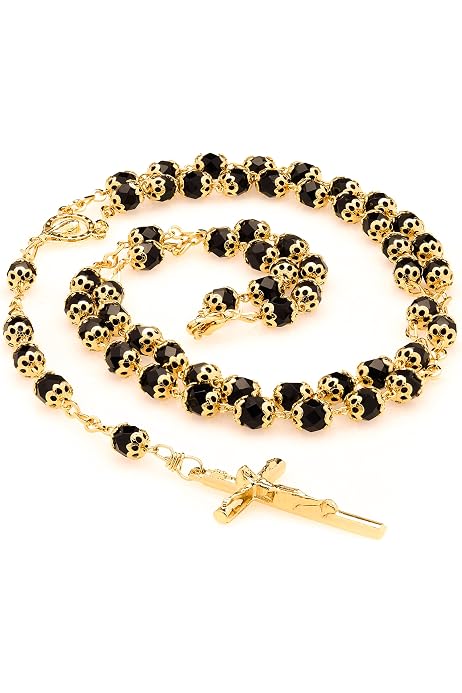 LIFETIME JEWELRY Rosary Necklace Black 