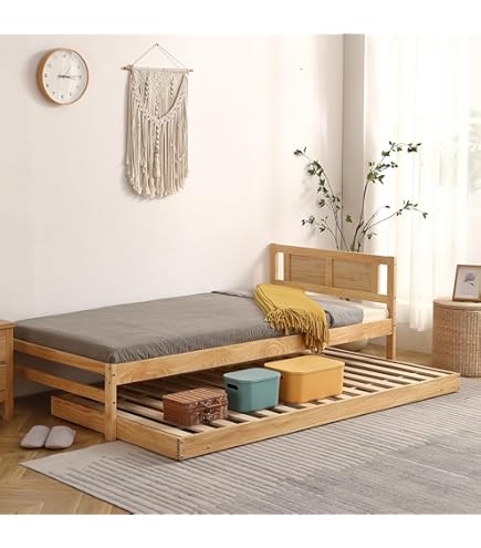 Amazon｜ナチュラル ウッドベッド ローベッド ロータイプ ダブル