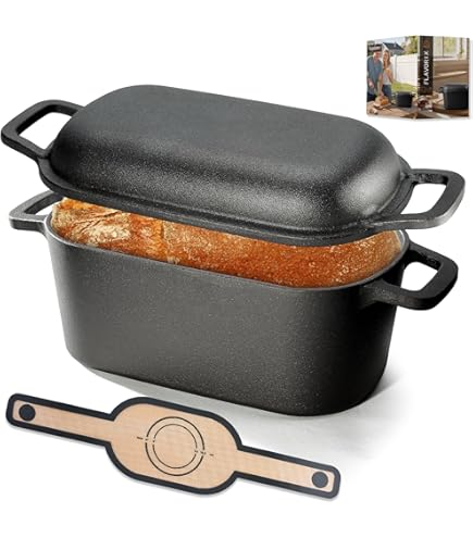 Amazon | Qobvoeh 鋳鉄 2in1 マルチクッカー ダッチオーブン パン焼き