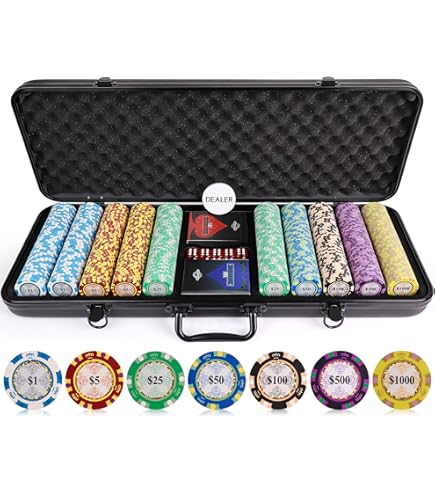 Versa Games 500 13.5g Pro Poker Clay Poker Chip Set - Casino