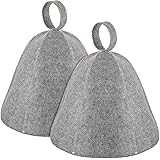2 Pcs Sauna Hat Vaporarium Hat Sauna Wool Hat Russian Banya Cap for Men Women Bath Accessories (Gray)
