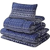 【Amazon.co.jp 限定】 東京 西川 SEVENDAYS 布団セット 4点セット (掛け布団 敷布団 枕 枕カバー) シングル ふわもち 掛け布団 しっかり支える 敷布団 ふっくら 枕 枕カバー付き 抗菌防臭 バンダナ柄 セブンデイズ ネイ