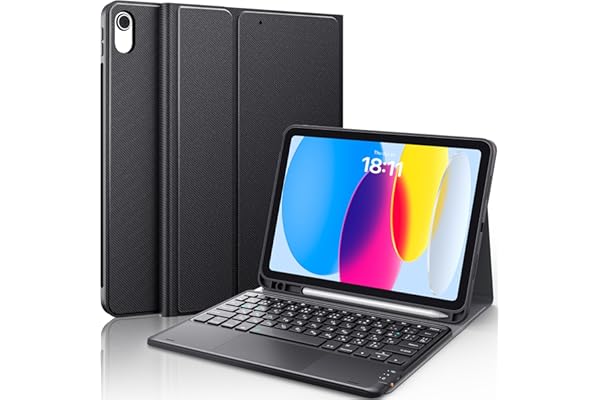 Earto for iPad A16 キーボード 11世代 2025 10世代 キーボード 10.9 タッチパッド付き JIS基準日本語配列 2台デバイスマルチペアリング ipad 11世代 ケース 脱着式 多角度調整 ペンシルホルダー付き スマート軽量 薄型ケースtype-c充電式 マグネット付き A2696/A2757/A2777対応 ブラック