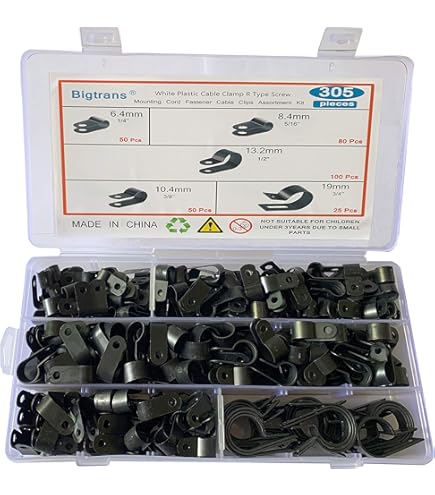 Glarks 60-Pack 1/2 Inch White Nylon R-Type Cable Clips With 60 Screws – Wire Clamp Kit For Cable Management, Conduit Organizer