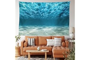 ANLAI 海のタペストリー砂利底波面熱帯海景深淵水中壁掛け家の装飾のための寝室の居間 200cm x150cm