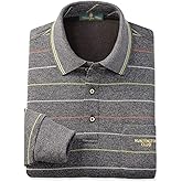 [HUNTINGTON CLUB] [ハンティントンクラブ] ポロシャツ 長袖 メンズ 裏起毛 ボーダー 防寒 あったか 冬用 ウォーキング