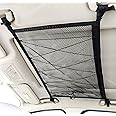 Car Ceiling Cargo Net Pocket, 90cmx65cm Adjustable Double-Layer Mesh SUV Roof Organizer Long Trip Storage Bag, Tent Putting Q