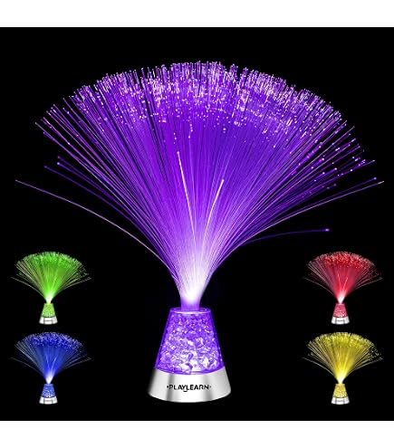Fiber Optic Color Changing Sensory Night Lamp – Cone Base With Irregular Crystals, 3-Color Alternating, Battery Operated (3x AAA, Not Included), For Bedside, Décor, Or Gift