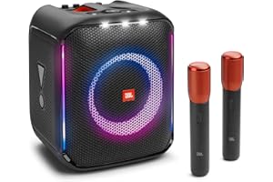 JBL PartyBox Encore 2 Mic - Portable Party Speaker with Two Digital Wireless Microphones, Powerful 100W Sound, Built-in Dynamic Light Show and Splash-Proof Design,
