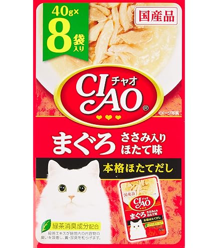 【はると】CIAOまぐろささみ入りほたて味 Amazon | チャオパウチ まぐろ ささみ入り ほたて味 40g×16コ | いなば