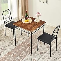 Amazon｜VECELO ダイニングテーブルセット 2人用 3点セット