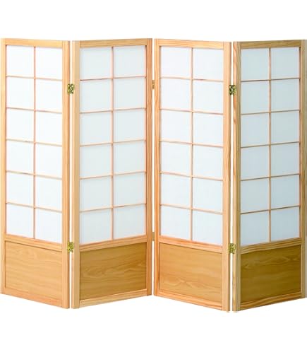 Amazon｜koeki 和風衝立4連 ナチュラル 高さ120cm JP-S120-4(NA