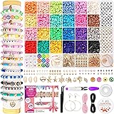5800 PCS Clay Beads Bracelet Making Kit, 24 Colors Flat Preppy Beads for Friendship Jewelry Making, Polymer Heishi Beads with