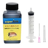 キヤノン （CANON）用 ブラック プレミアム （染料抗UV） 詰め替え 互換インク superInk 100ml （全機種対応） + 手袋1組 + 10ml注入器 + 針 + キャップ