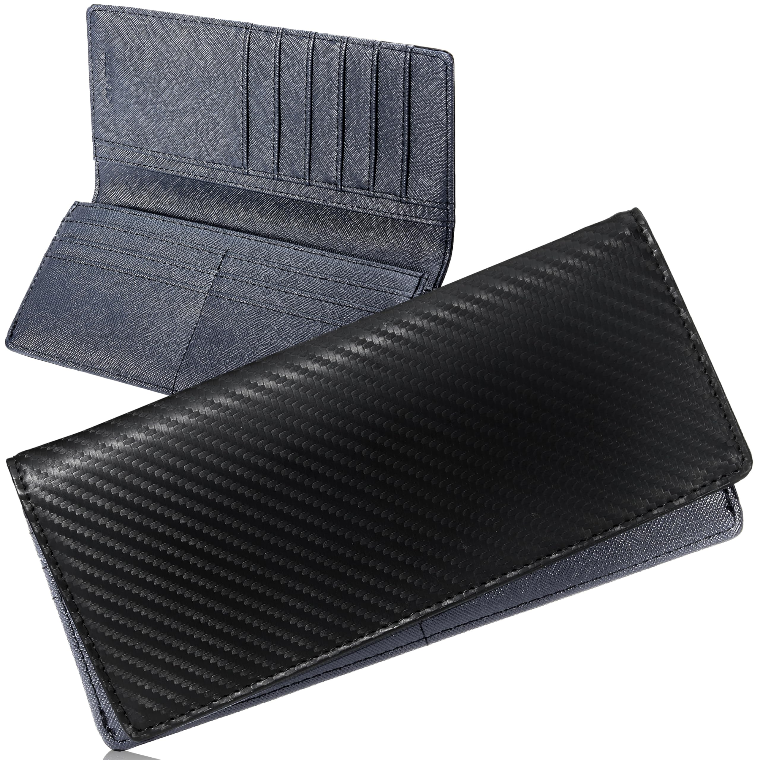 【67%OFF】【1,480円】 GLEVIO カーボンレザー ギフトBOX入り コンパクト 長財布