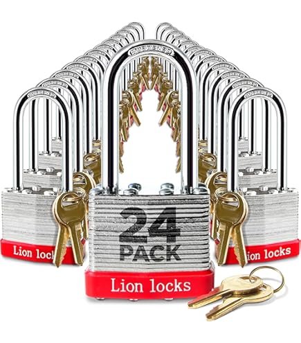 SEPOX® 12Pcs Set Laminated-Padlocks With Key Different, Extra Long-Shackle, 1-9/16" 40MM Heavy-Duty Steel Lock Body Each Lock With 2 Big Key For Outdoor & Indoor Lockers-Locks, Fence, Gate, Tool-Box