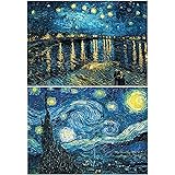 2 Packs 5D DIY Diamond Painting Set Full Drill Diamond Painting Starry Night Wall Stickers for Living Room(40X50CM/16X20inch)